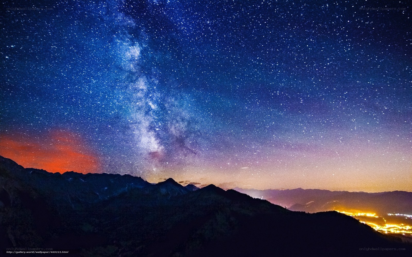 Milky Way over mountain peaks