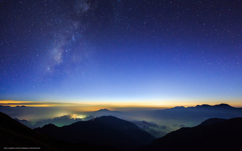 Milky Way over mountain peaks