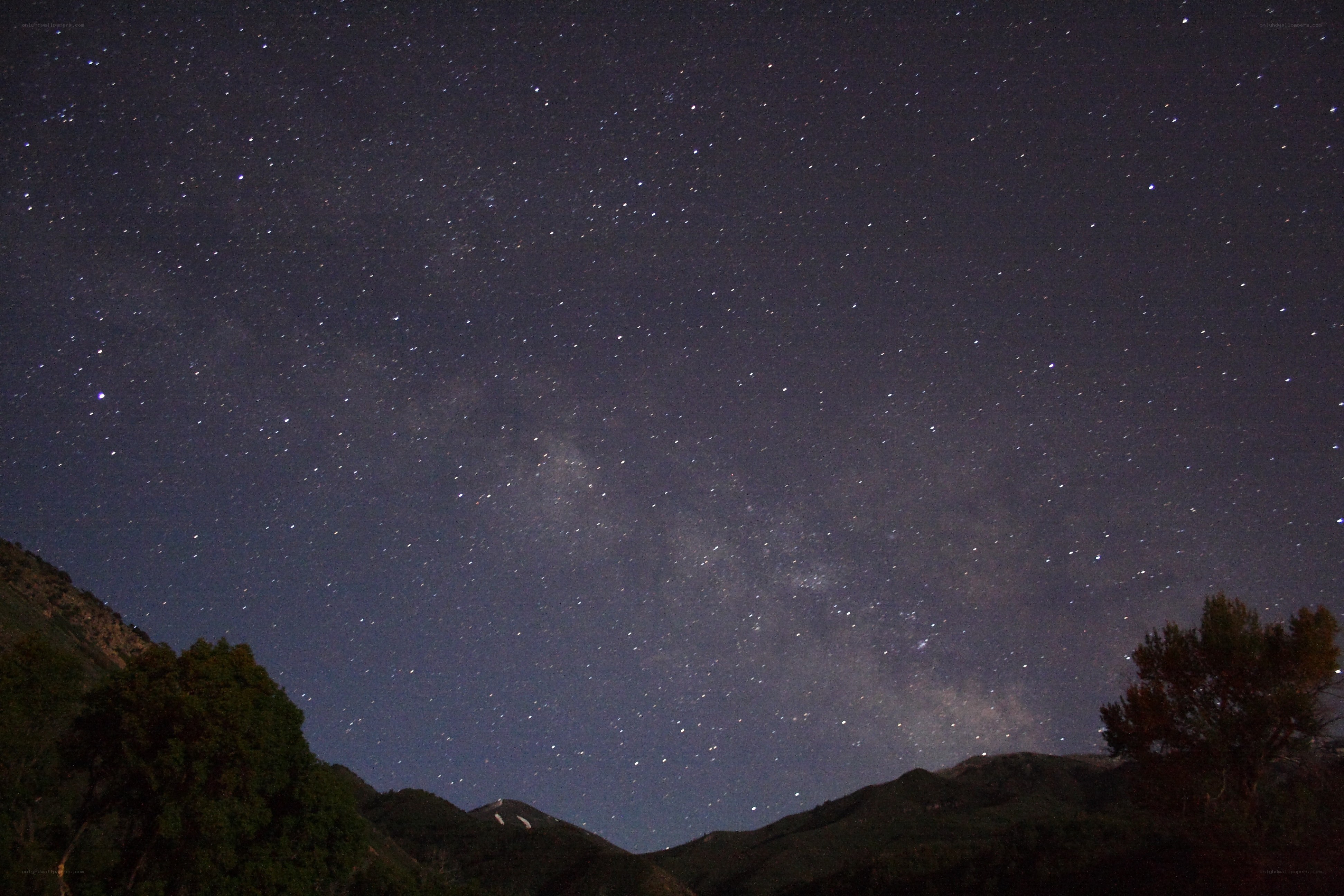 Milky Way over mountain peaks