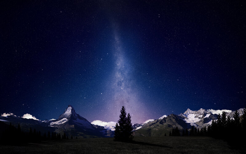Milky Way over mountain peaks