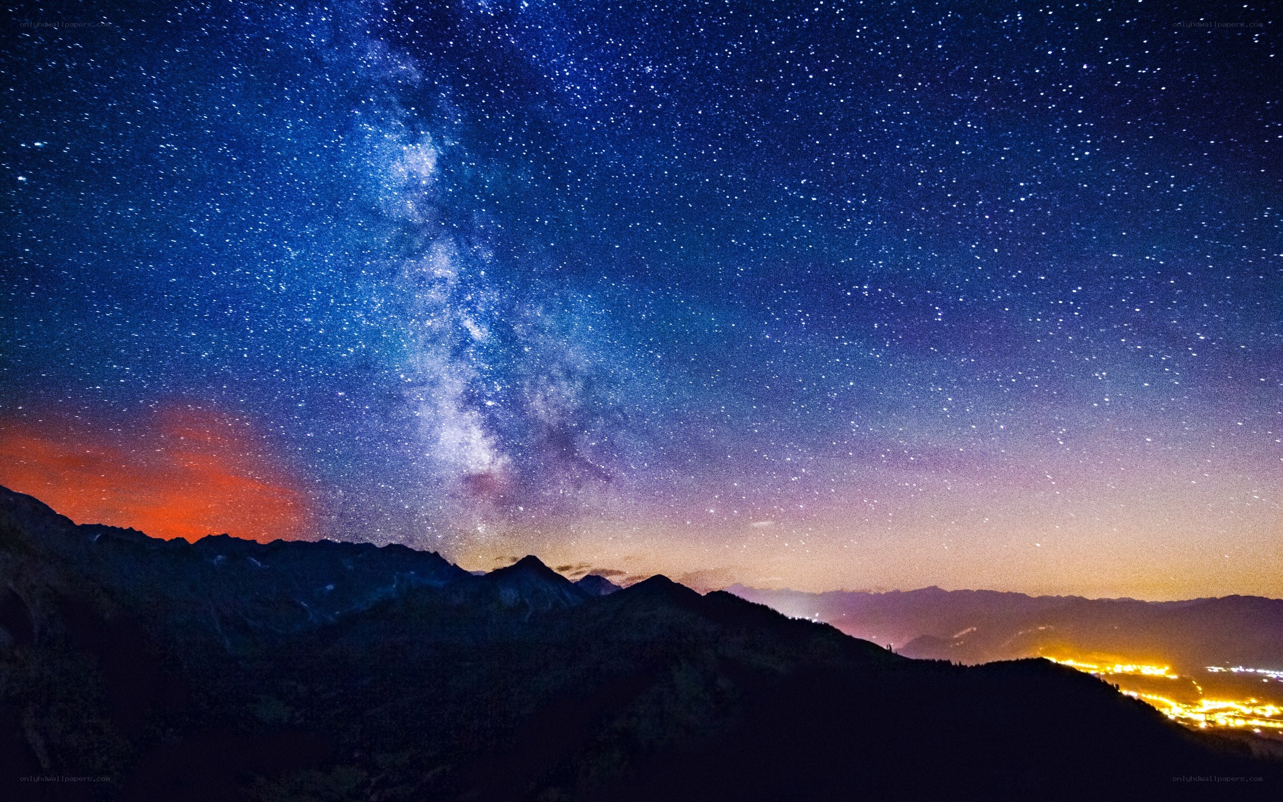 Milky Way over mountain peaks