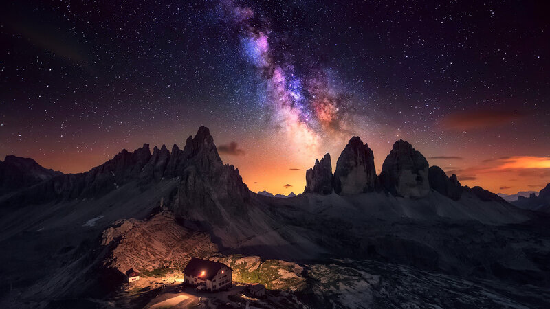 Milky Way over Mountain Peaks — Purple