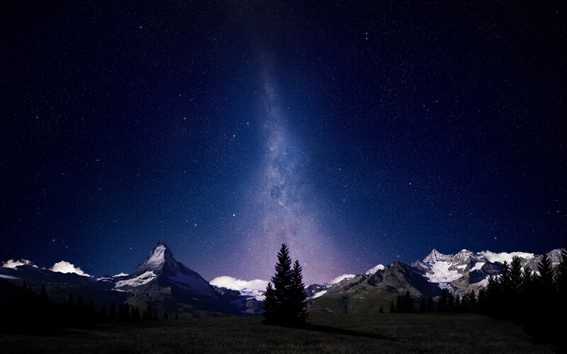 Milky Way over mountain peaks