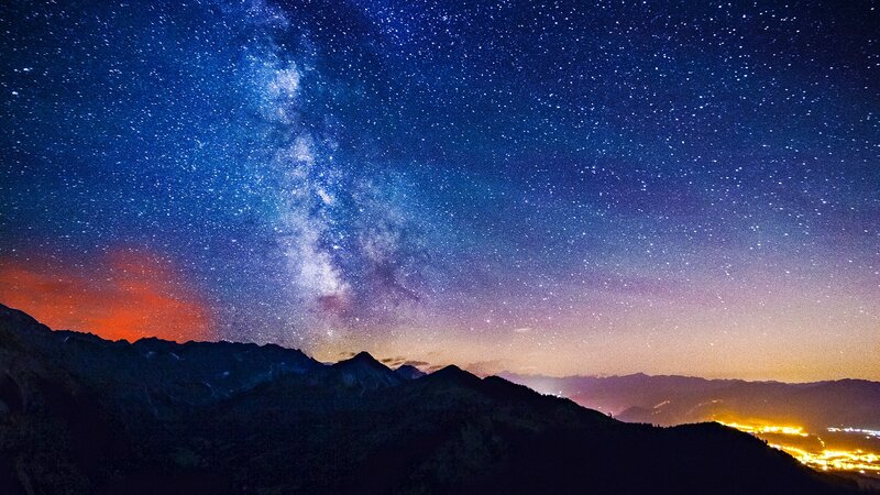 Milky Way over mountain range