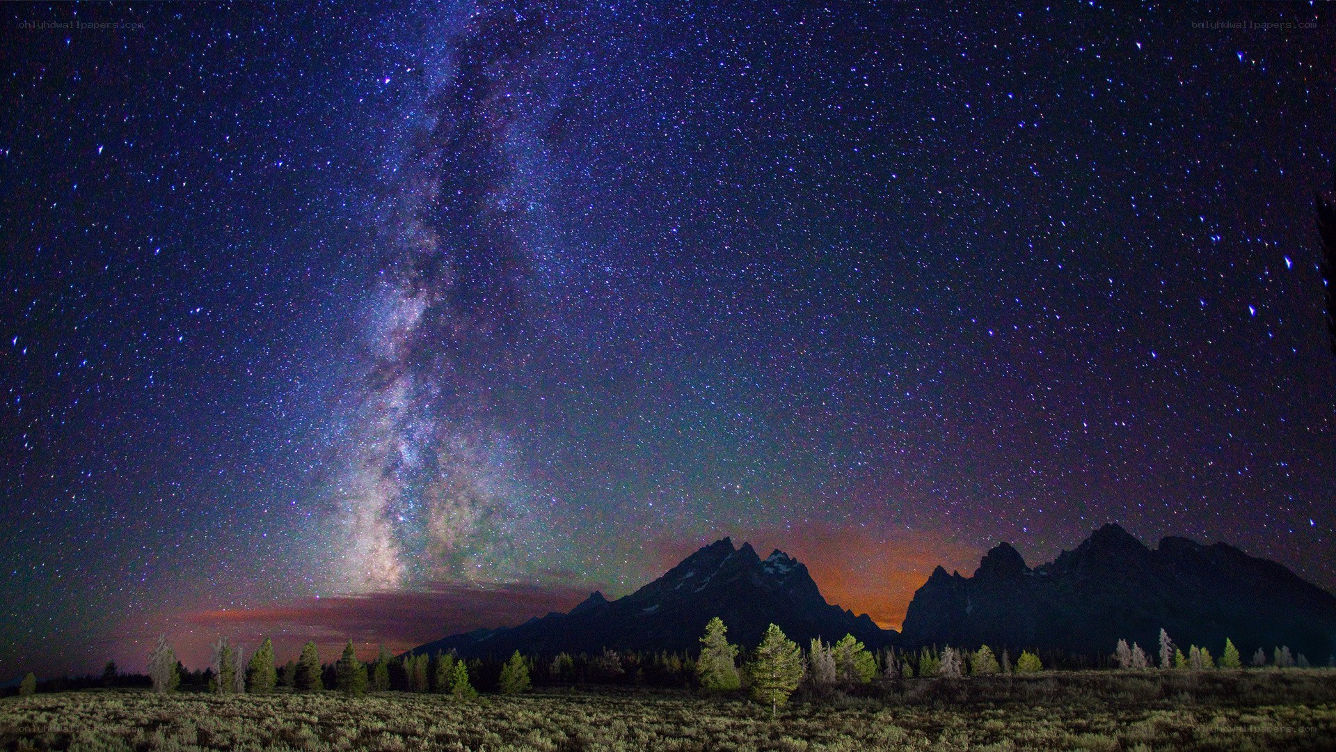Milky Way over mountain range