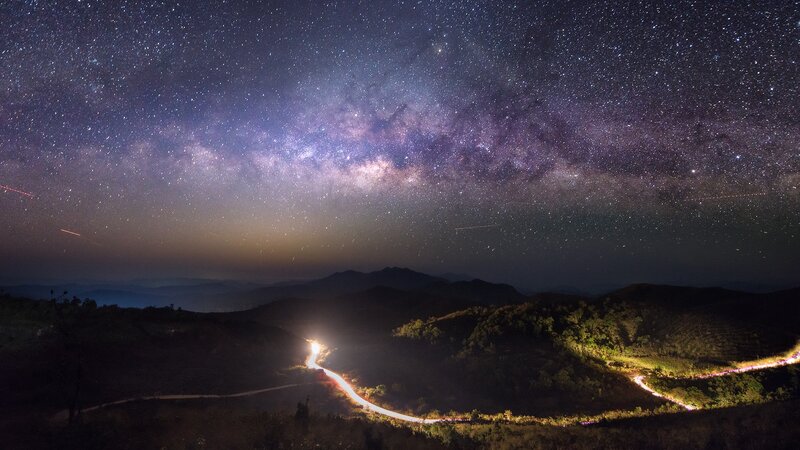 Milky Way over Mountain Road — Purple