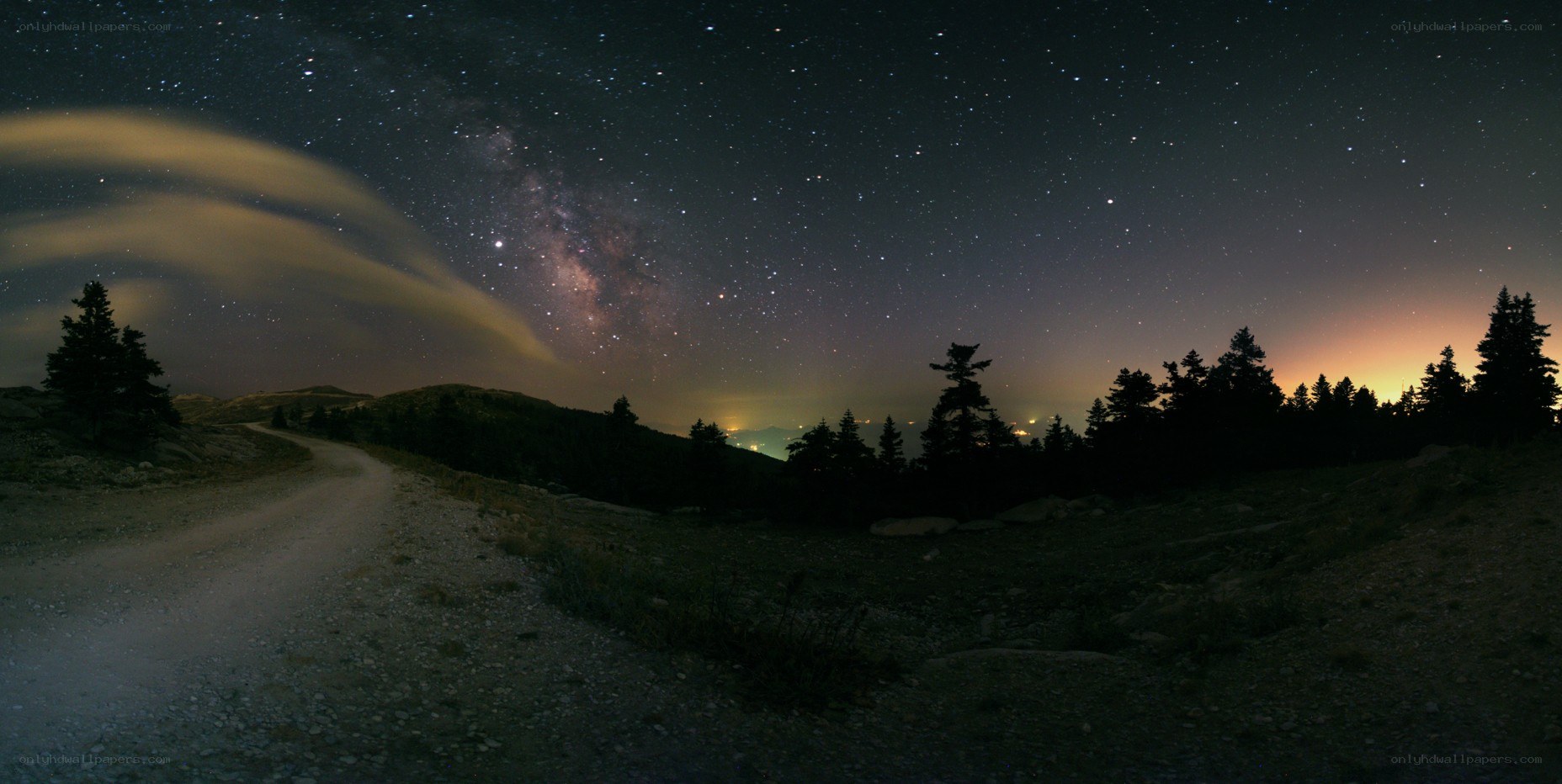 Milky Way over mountain road