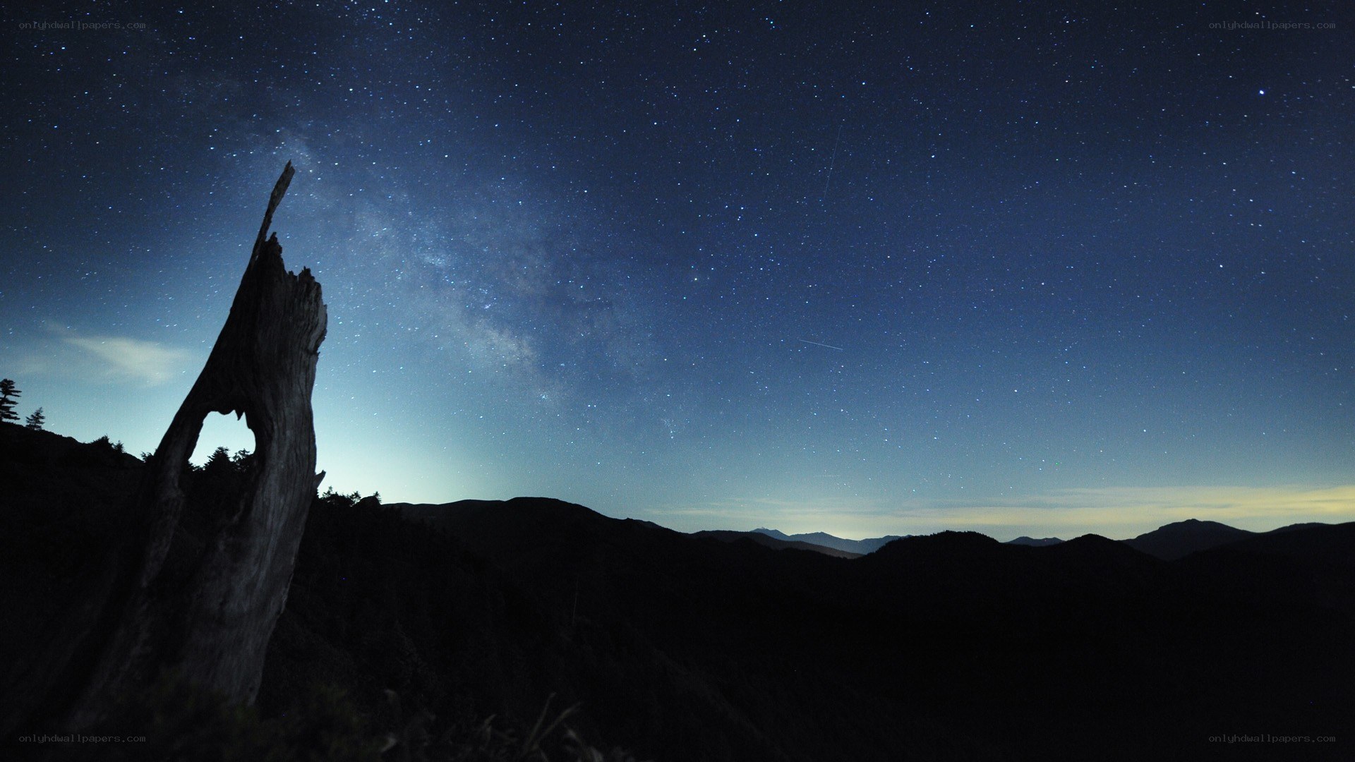 Milky Way over mountain silhouette