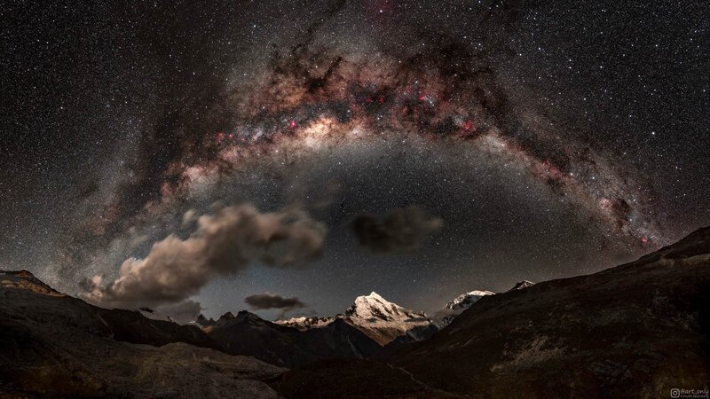 Milky Way over Mountains — Black, Dramatic