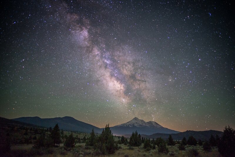 Milky Way over Mountains — Black, Serene, Night, Photograph, Stars, Mountain