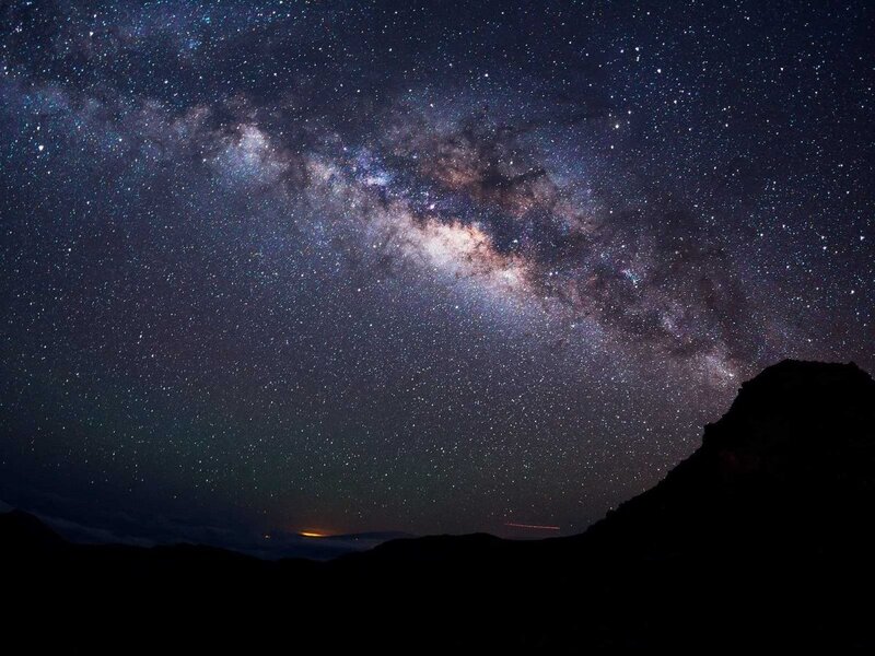 Milky Way over Mountains — Black, Serene, Night