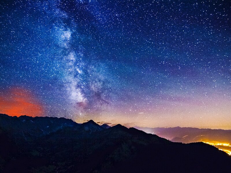 Milky Way over Mountains — Blue, Orange