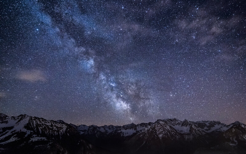 Milky Way over Mountains — Blue, Serene