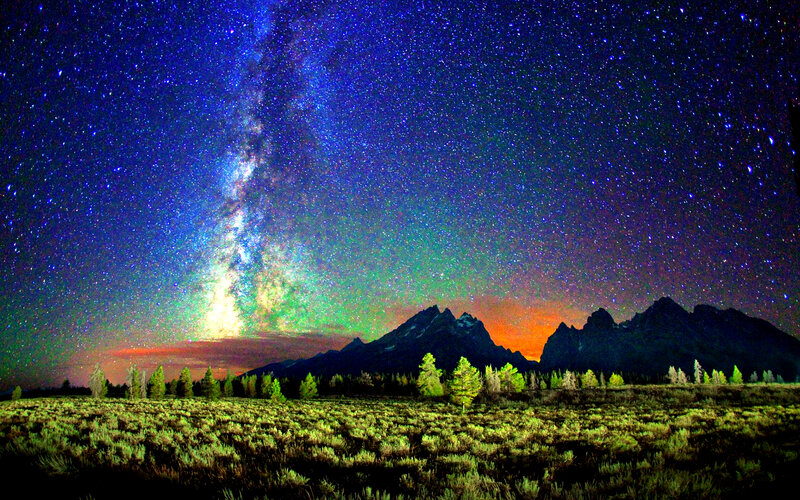 Milky Way over Mountains — Blue
