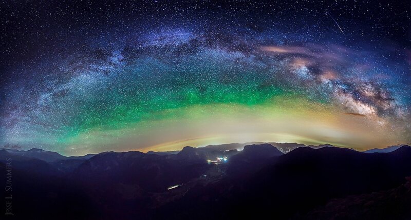 Milky Way over Mountains — Green, Serene