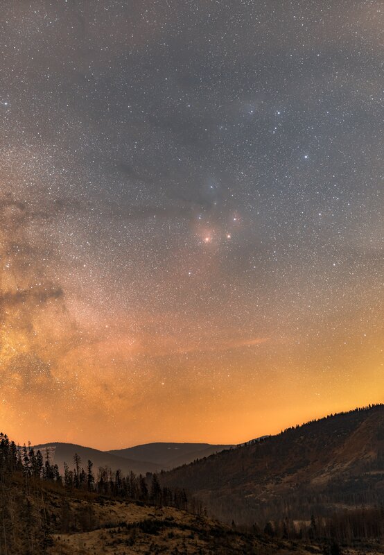 Milky Way over Mountains — Orange, Serene