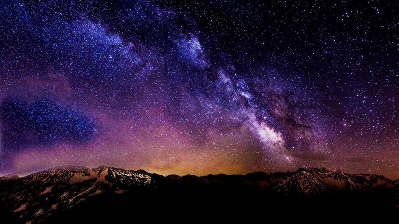 Milky Way over Mountains — Purple, Dramatic, Night