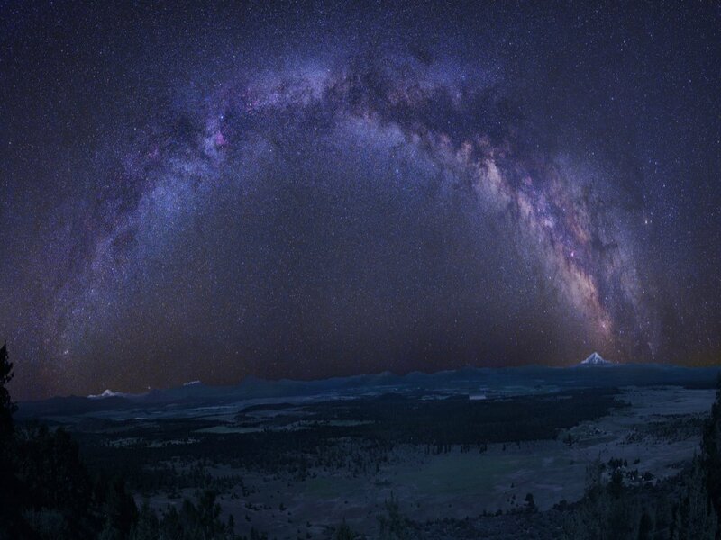 Milky Way over Mountains — Purple, Serene, Night