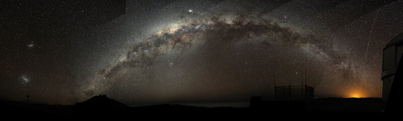 Milky Way over Observatory — Black, Serene, Night, Photograph, Stars, Galaxy, Meteor