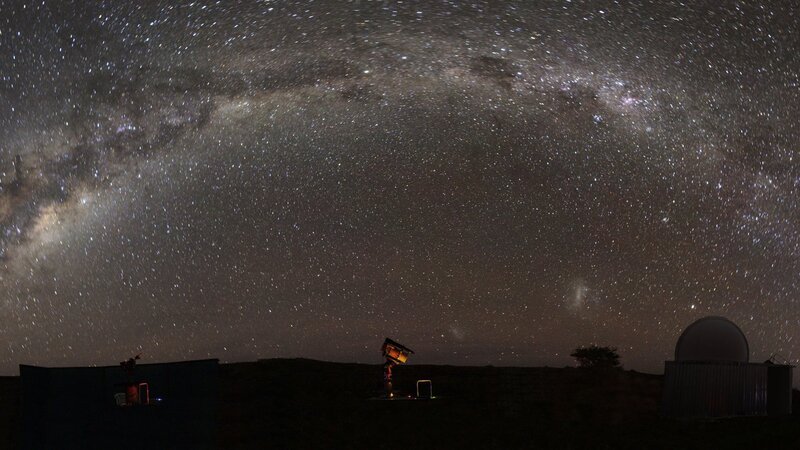 Milky Way over Observatory — Black, Serene, Night, Photograph, Telescope, Observatory Dome