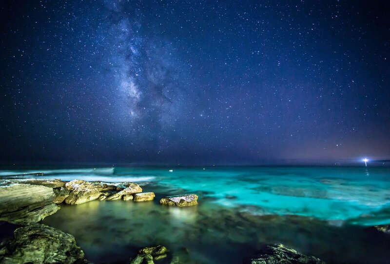 Milky Way over Ocean — Blue, Serene