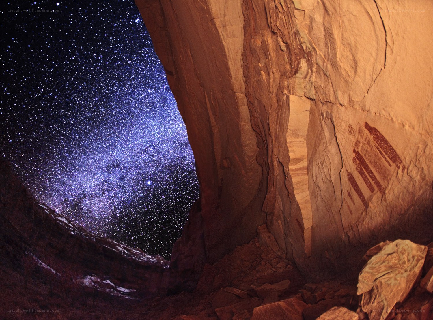 Milky Way over rock art