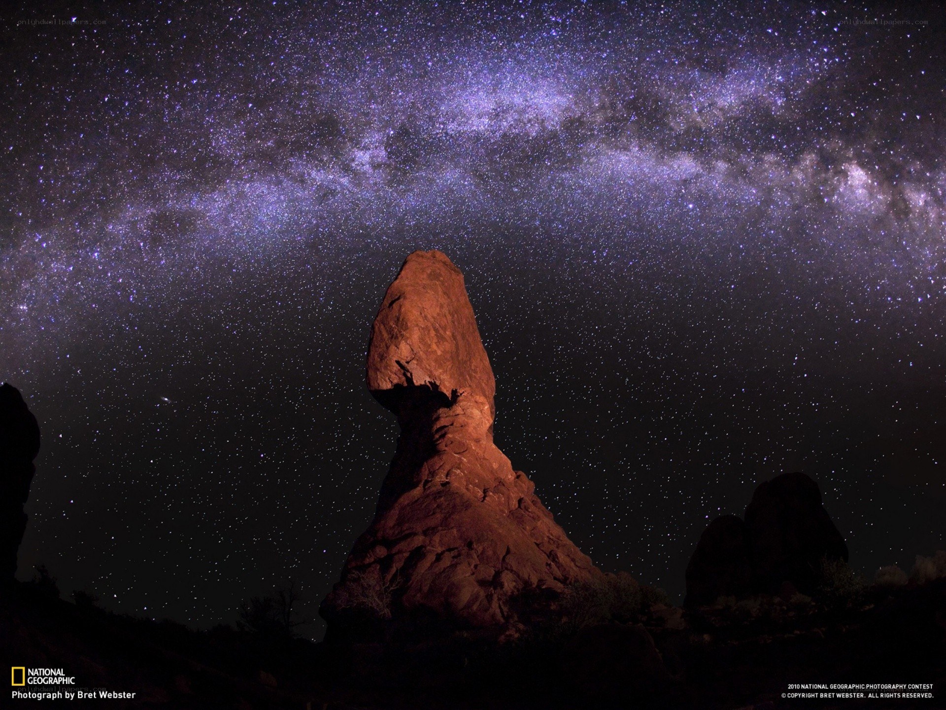 Milky Way over rock formation