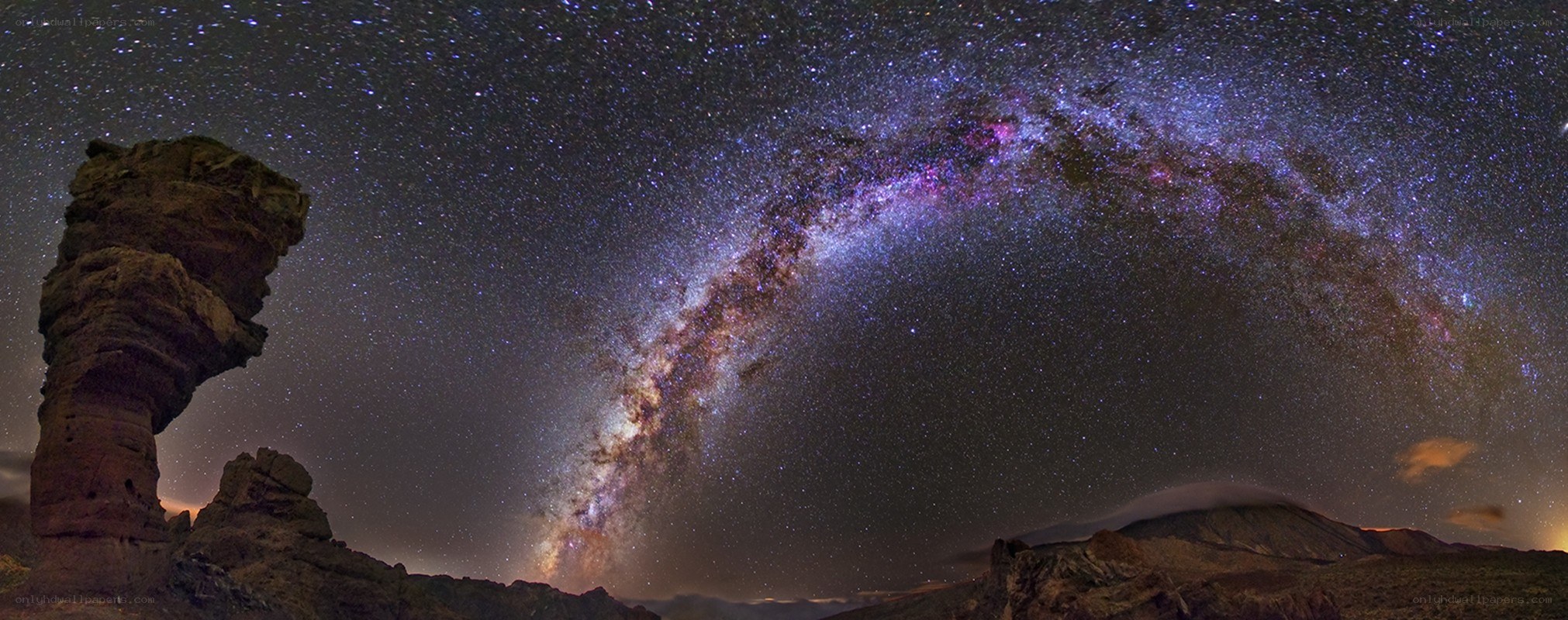 Milky Way over rock formation