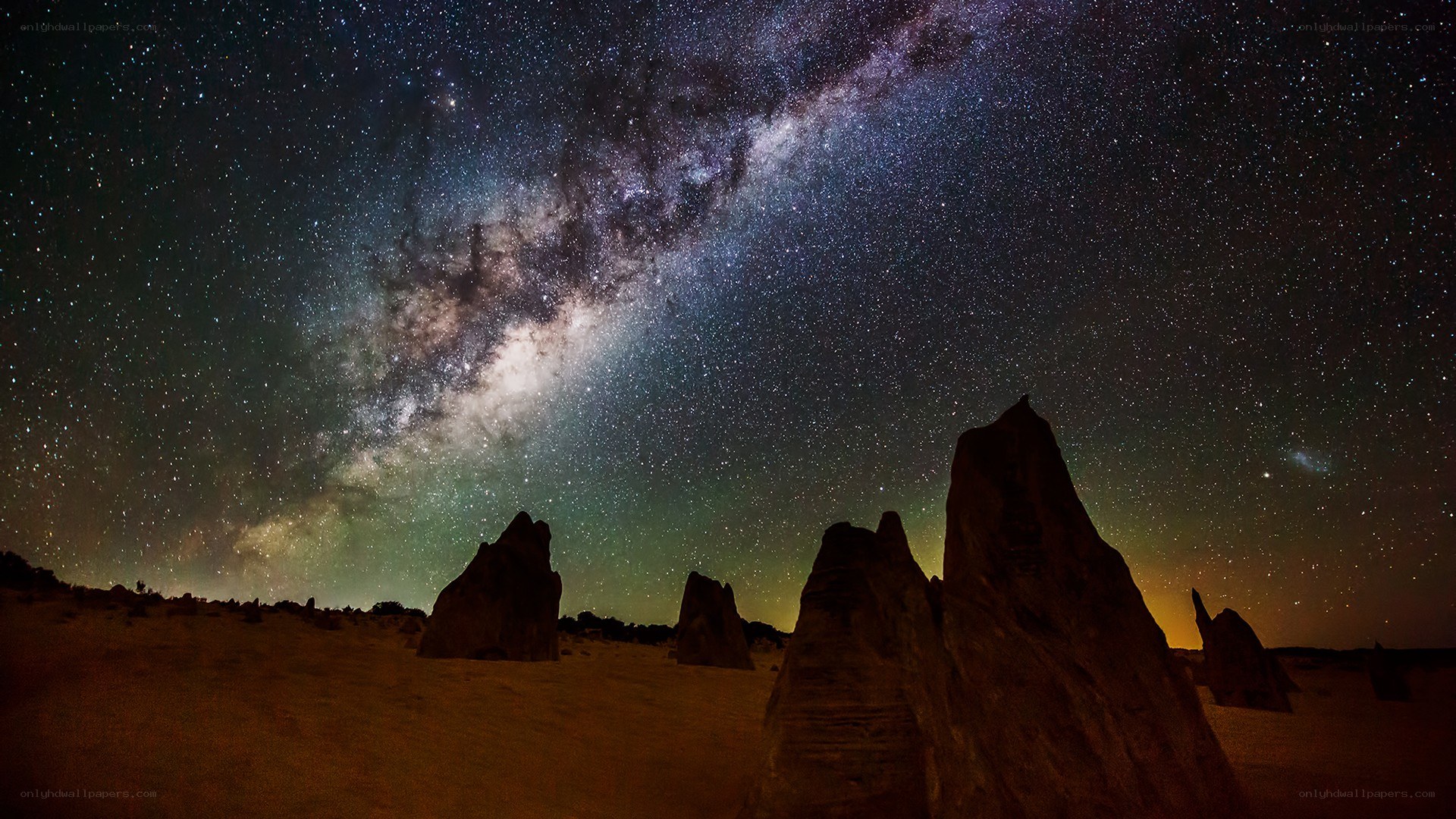 Milky Way over rock formations