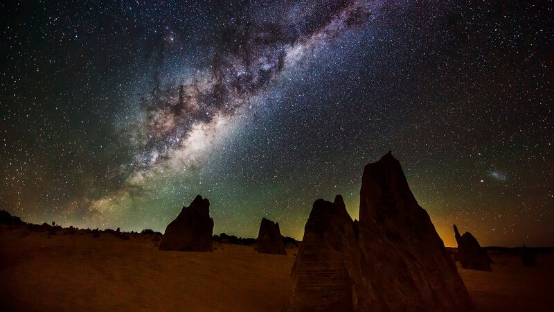 Milky Way over Rock Formations — Black, Dramatic, Night