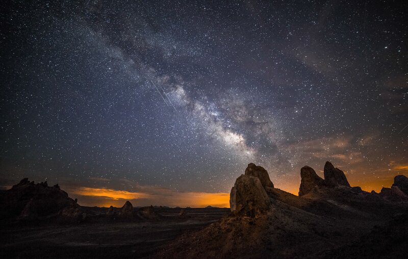Milky Way over Rock Formations — Black, Dramatic