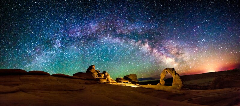 Milky Way over Rock Formations — Blue, Dramatic