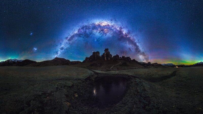 Milky Way over Rock Formations — Blue, Serene