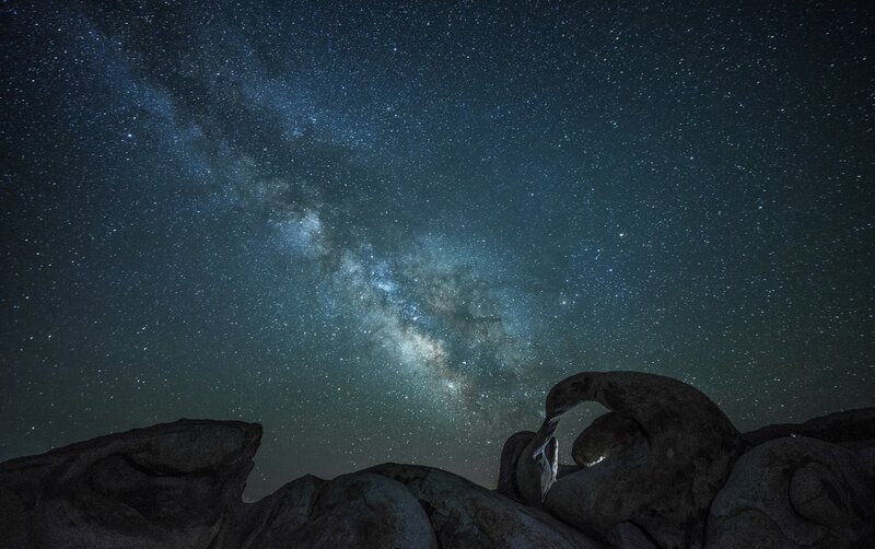 Milky Way over Rock Formations — Dark Blue, Serene