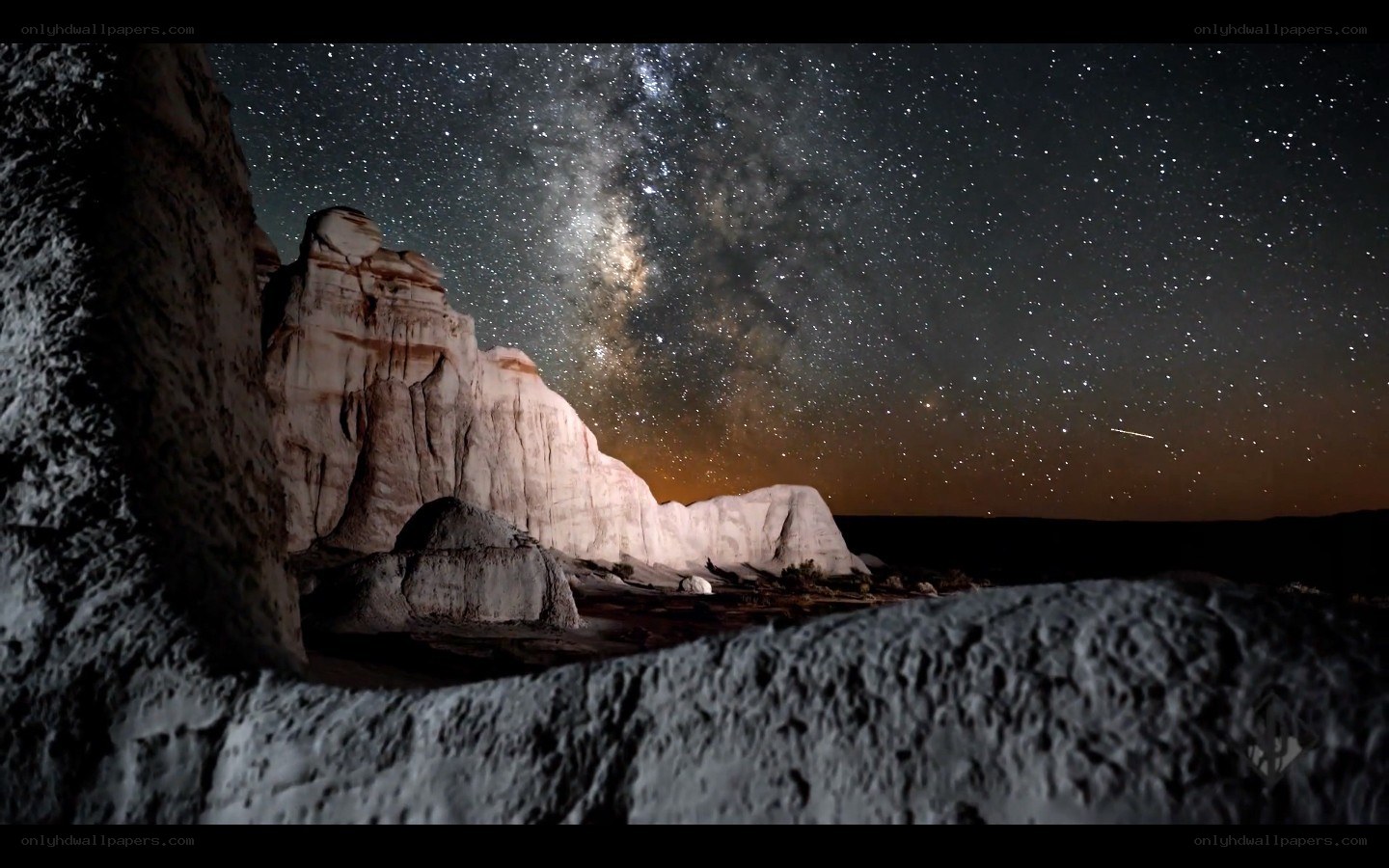 Milky Way over rock formations