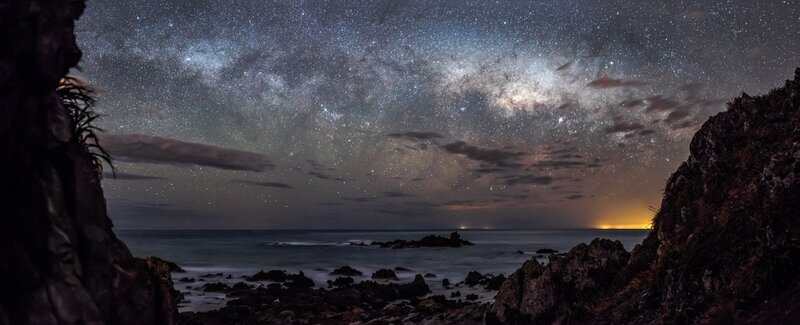 Milky Way over Rocky Coast — Black, Serene
