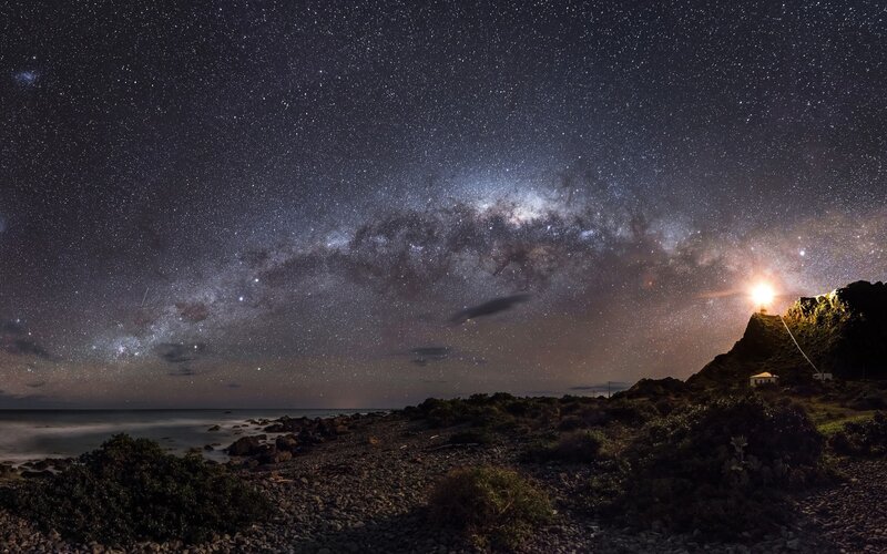 Milky Way over Rocky Coast — Black