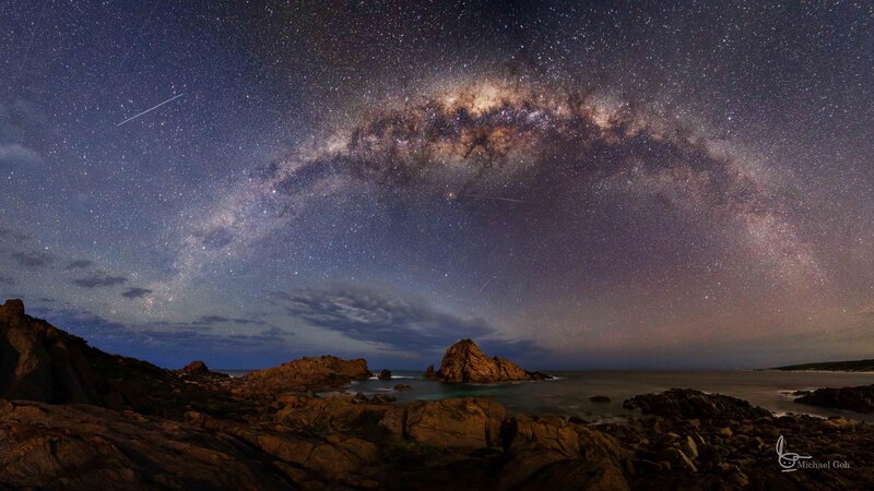 Milky Way over Rocky Coast — Purple