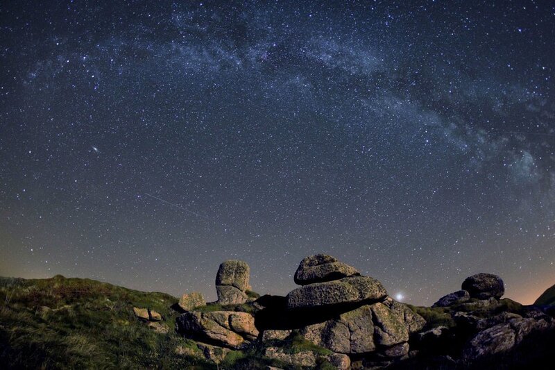 Milky Way over rocky hill