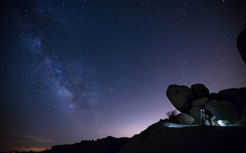 Milky Way over rocky landscape