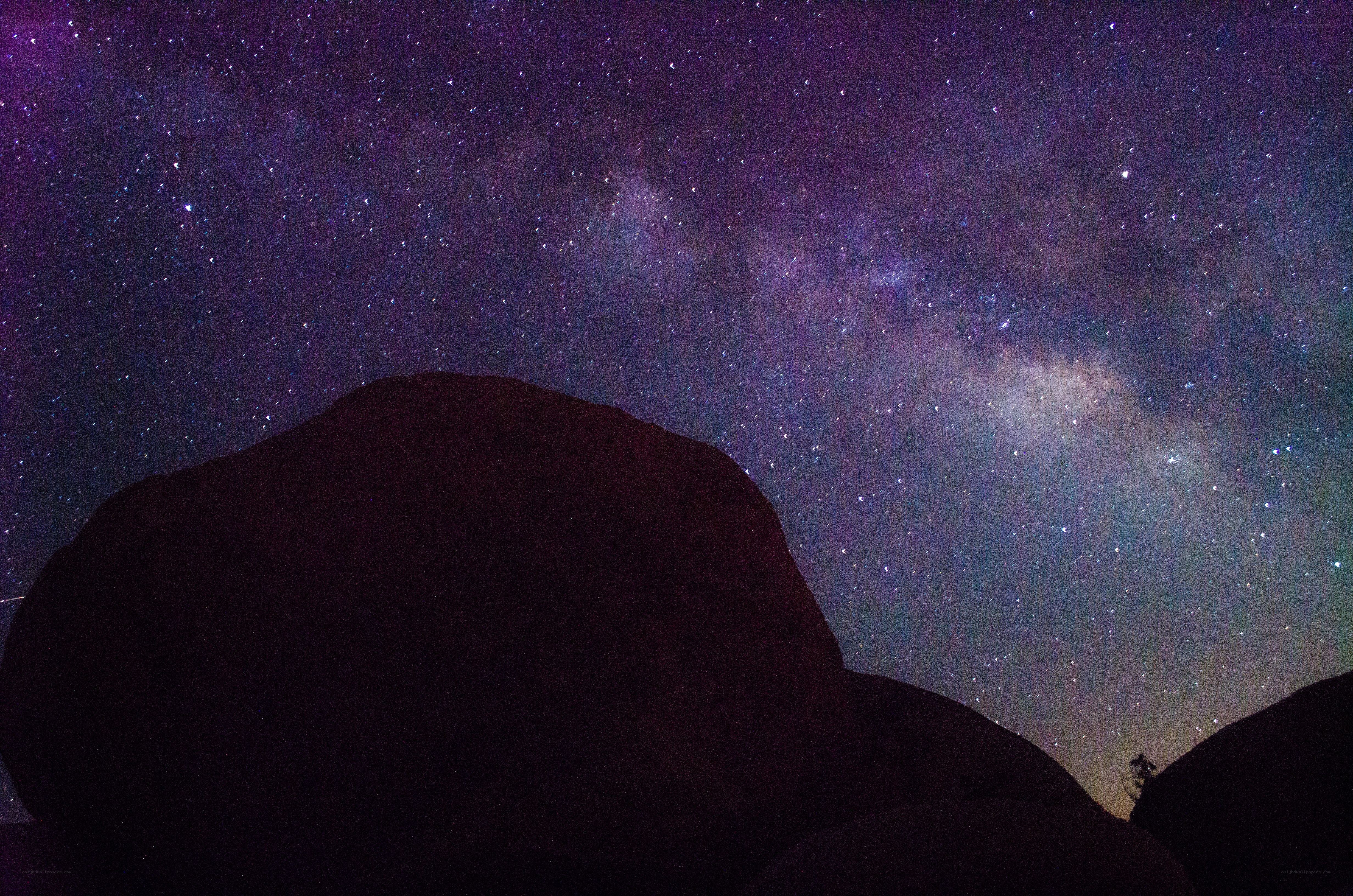 Milky Way over rocky landscape