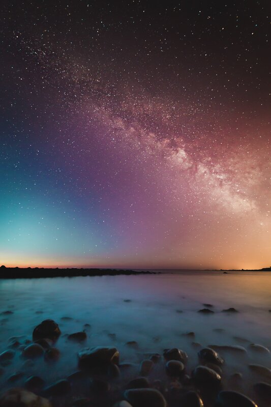 Milky Way over Rocky Shore — Purple, Serene