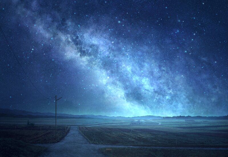 Milky Way over Rural Road — Blue