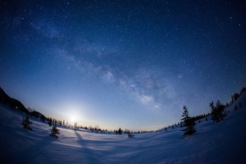 Milky Way over Snowy Landscape — Blue