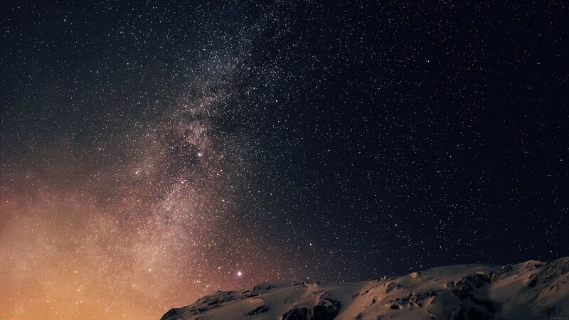 Milky Way over Snowy Mountains — Black, Serene