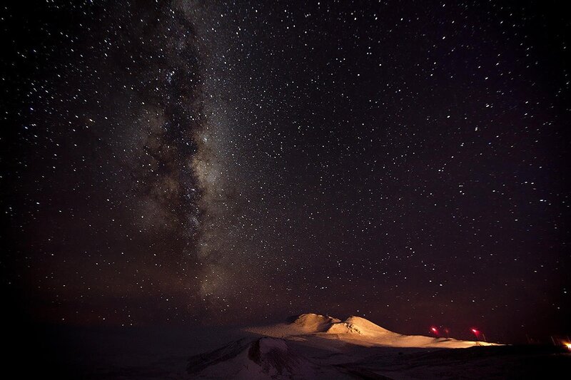 Milky Way over Snowy Mountains — Black