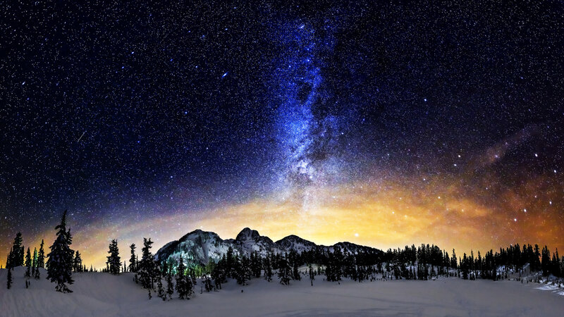 Milky Way over Snowy Mountains — Blue