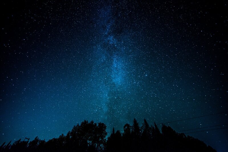 Milky Way over Trees — Blue, Serene, Night