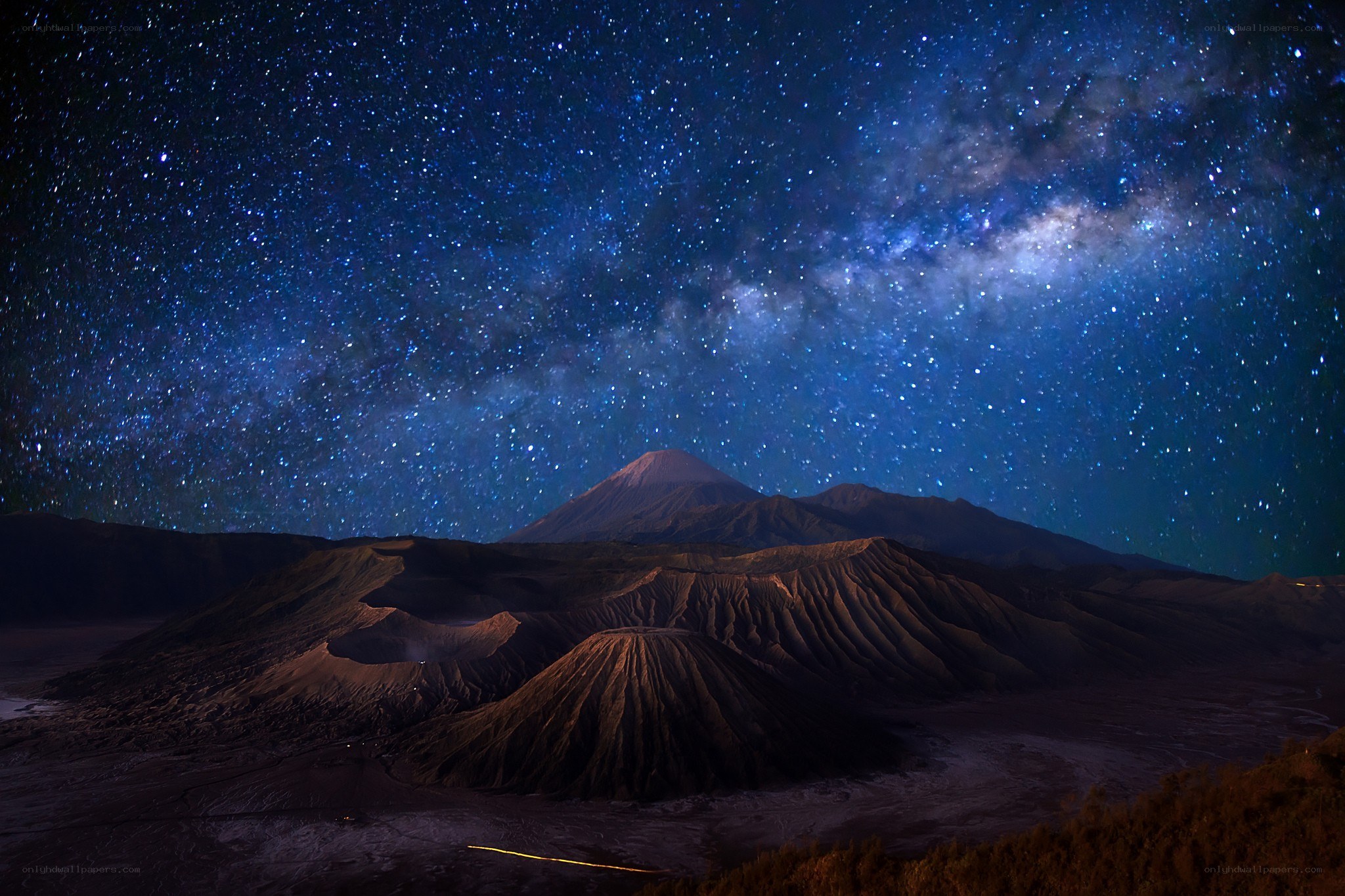Milky Way over volcanoes