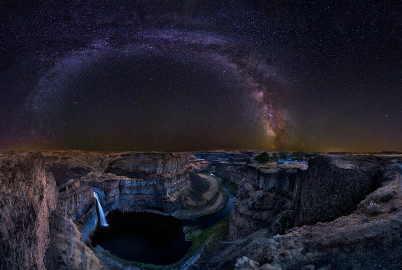 Milky Way over Waterfall — Black